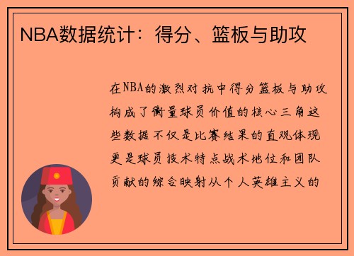 NBA数据统计：得分、篮板与助攻